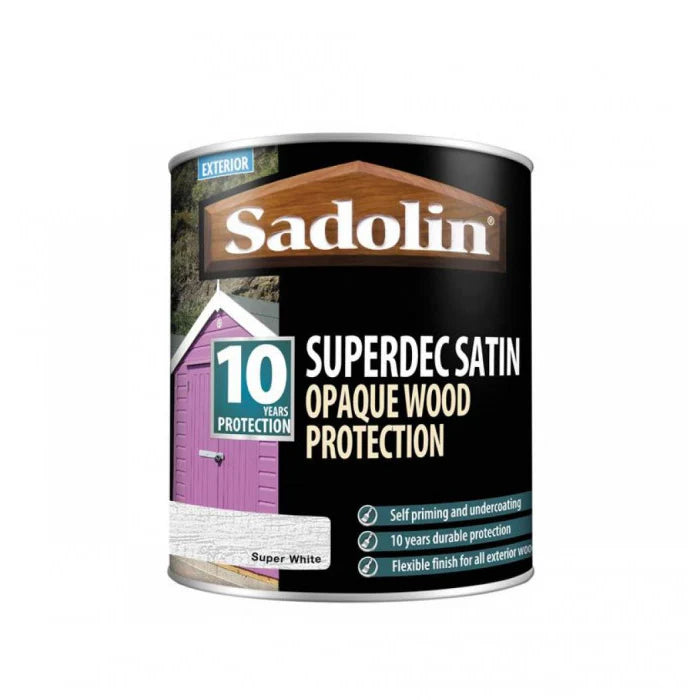 Sadolin Superdec Satin Wood Paint - Super White
