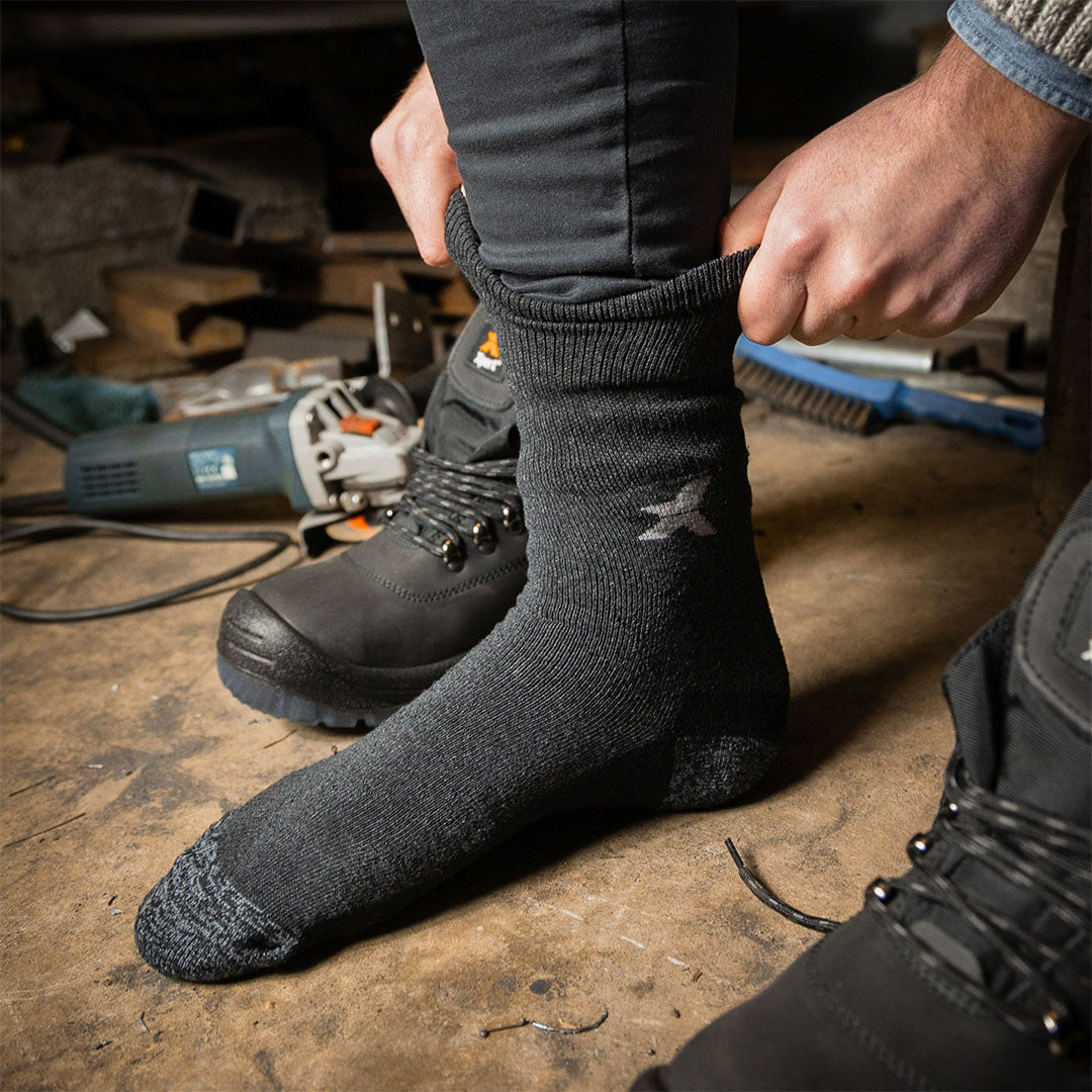 Xpert Core Comfort Work Socks 3 Pack | Black/Grey