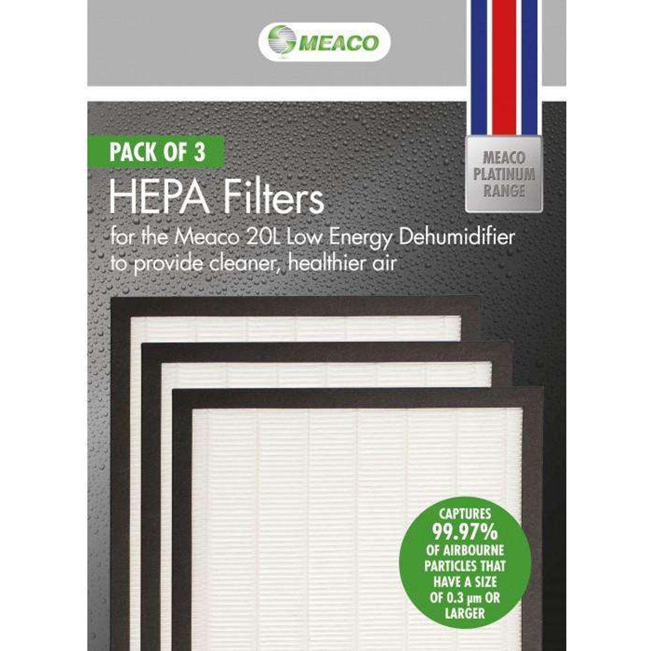 Meaco 20L Low Energy HEPA Filter - Pack of 3