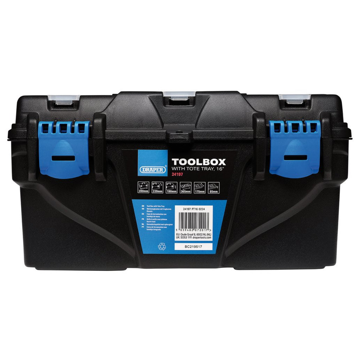 Draper Plastic Toolbox with Tote Tray | 16 inches