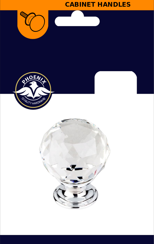 Phoenix Crystal Knob with Chrome Base | 35mm