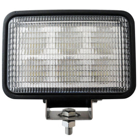 A rectangular LED work light with a black frame and a clear ribbed lens, mounted on a metal bracket with a hex bolt, shown against a plain white background.
247 Lighting LED Rectangular Work Lamp | 6 Inch | 18W | 12-24V