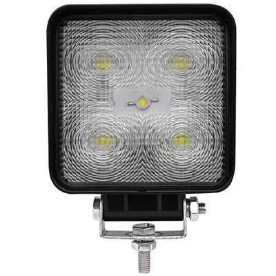 A square black LED work light with a textured clear lens and a mounting bracket with a threaded bolt, shown on a plain white background.
247 Lighting LED Square Work Lamp | 4 Inch | 12-24V | 1050 Lumens