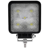 A square black LED work light with a textured clear lens and a mounting bracket with a threaded bolt, shown on a plain white background.
247 Lighting LED Square Work Lamp | 4 Inch | 12-24V | 1050 Lumens