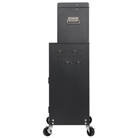 Black rolling cart with wheels on a white background Draper Combined Roller Cabinet and Tool Chest | 8 Drawer - 24"