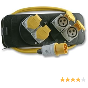 Brennenstuhl Extension Lead 110V 16A 2M Splitter Box 2.5 Yellow