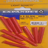 Expandet Rosett Light Red Plasterboard Wall Plug - 6x35mm | Pack of 10