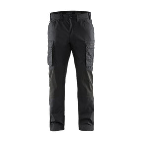 Black cargo pants on a white background. Blaklader 1459 Service Trousers Stretch