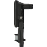Black mechanical component on a white background