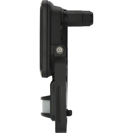Black mechanical component on a white background
