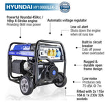 Hyundai 8kW / 10kVA Petrol Site Generator – Recoil & Electric Start (HY10000LEK-2)