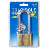 Tri Circle Long Shackle Brass Padlock 