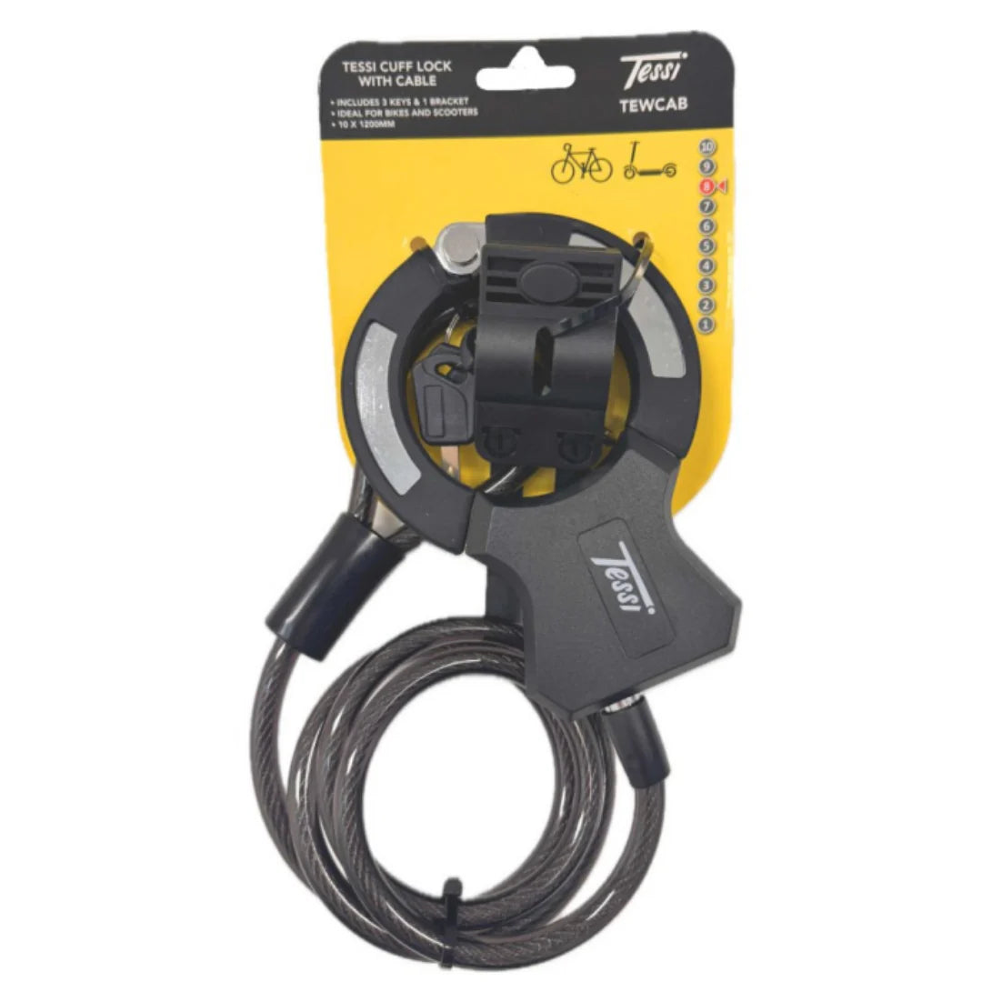 Tessi Cuff lock with Cable and Bracket | 10mm x 200mm TEWCAB