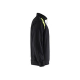 Black hoodie with a yellow zipper on a white background