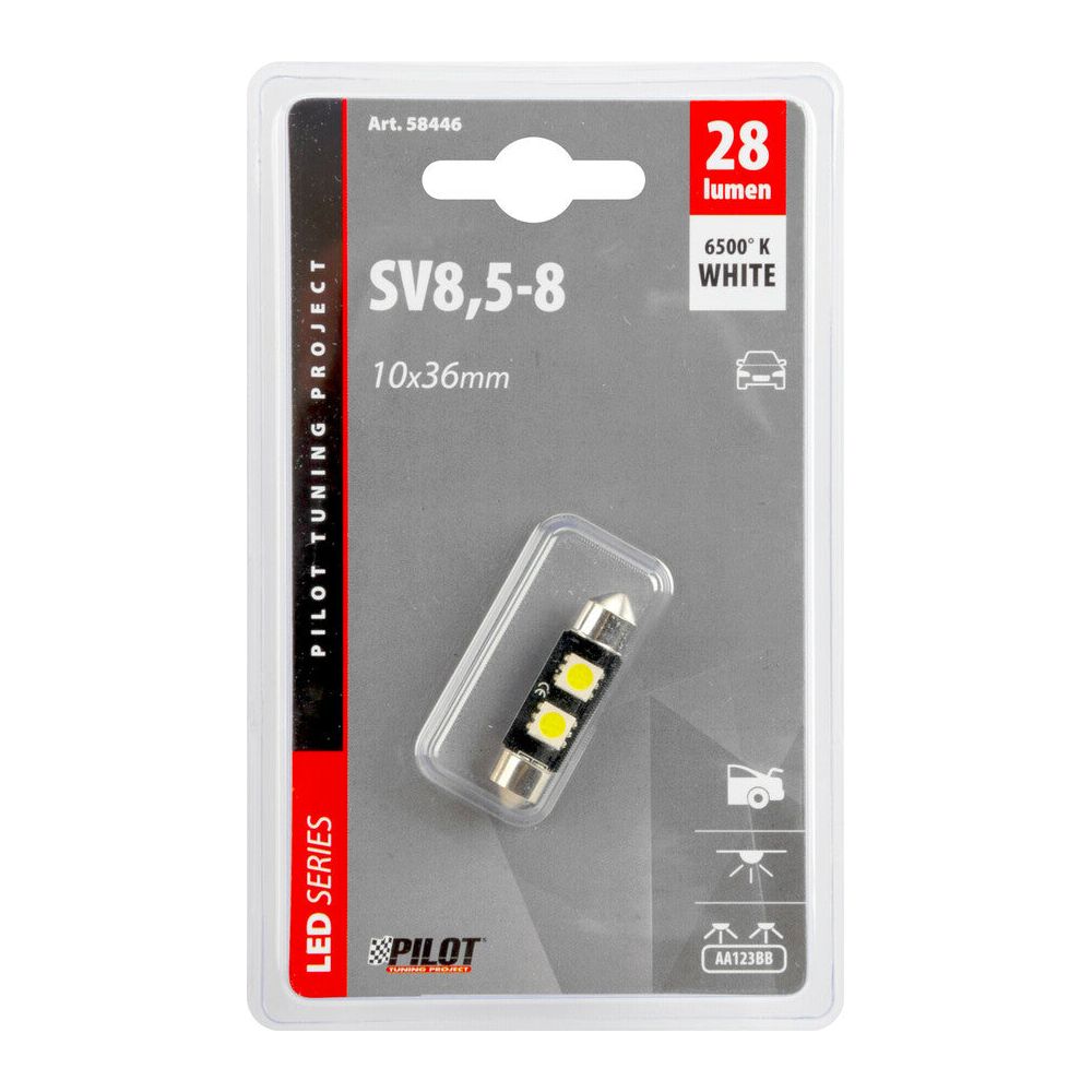 Lampa 12V Led Series - 2 SMD X 3 chips - C5W- 10 X 36mm - SV8