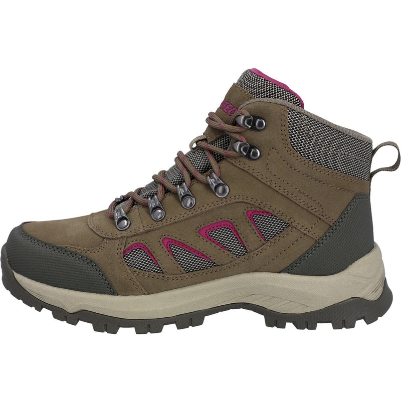 Brown hiking boot with black accents on a white background. Hi-Tec Bandera Expedition Leather Women's Hiking Boots | Olive