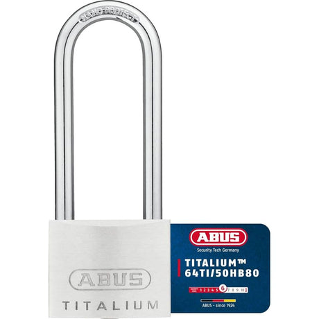 Abus 64TI Titalium Long Shackle Padlock 50mm X 80mm