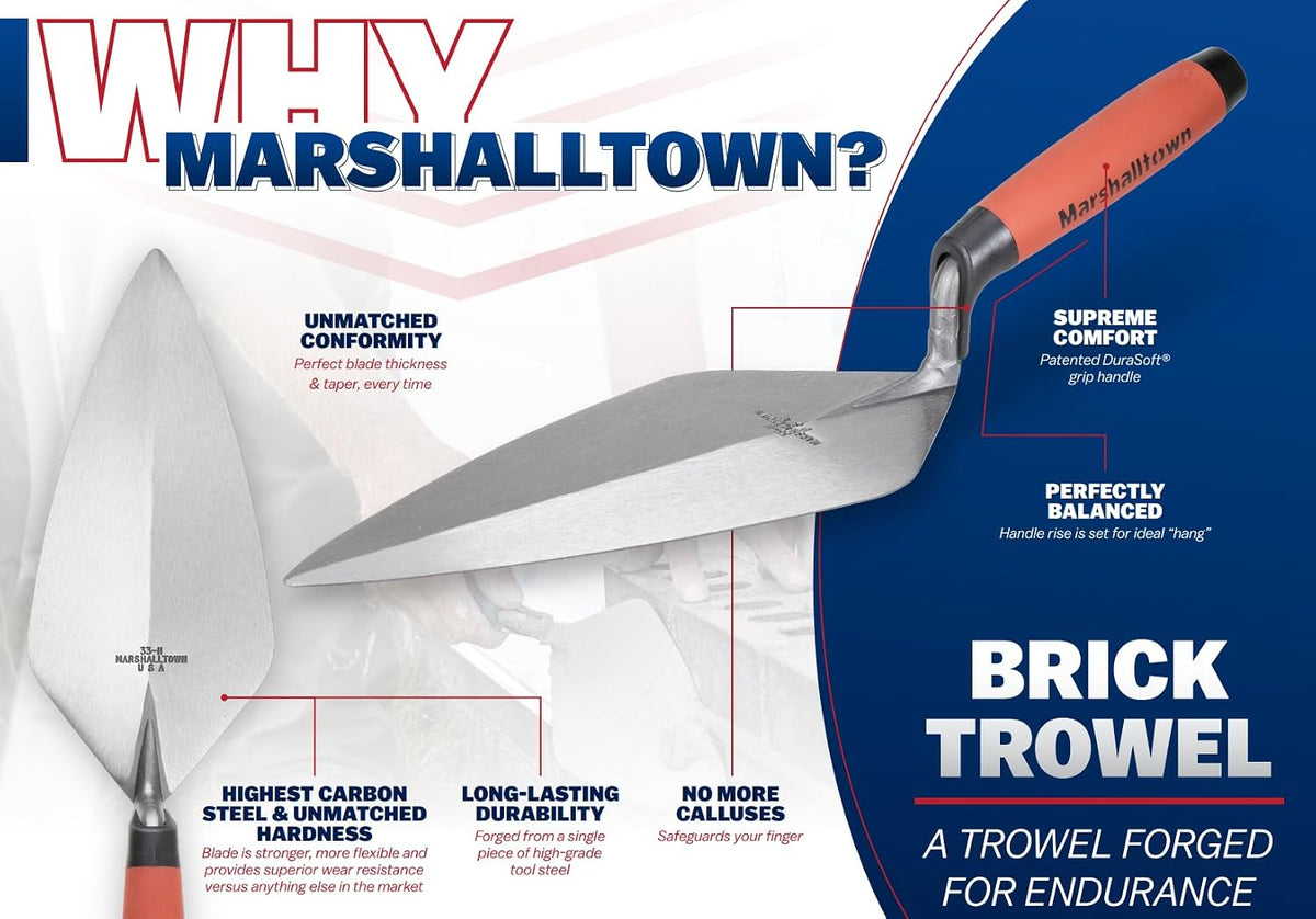 Marshalltown Philadelphia Brick Trowel 11" DuraSoft handle