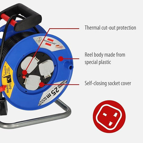 Brennenstuhl 25M Ext 13A 1.5 220V Garant Cable Reel