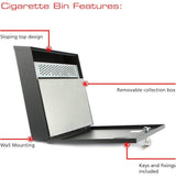 Sterling Cigratte Bin Wall Mounted - Medium | Black