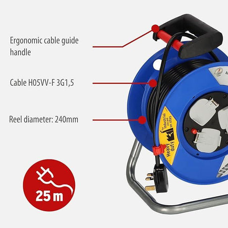 Brennenstuhl 25M Ext 13A 1.5 220V Garant Cable Reel