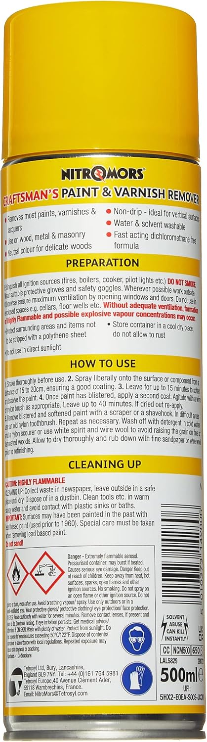 Nitromors Craftsmans Paint Varnish Lacquer Remover - 500ml