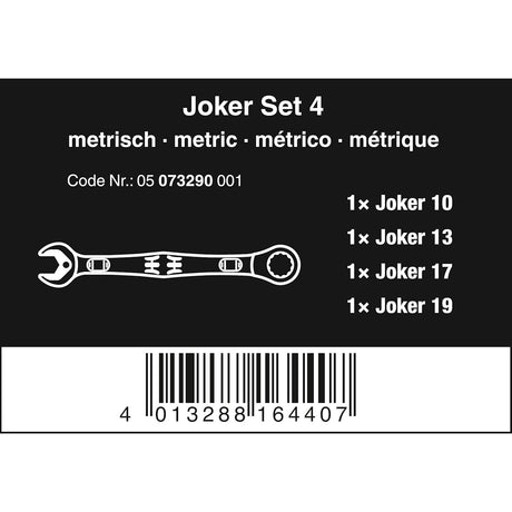 Wera Joker Combi Ratchet Spanner Set of 4 in a Roll