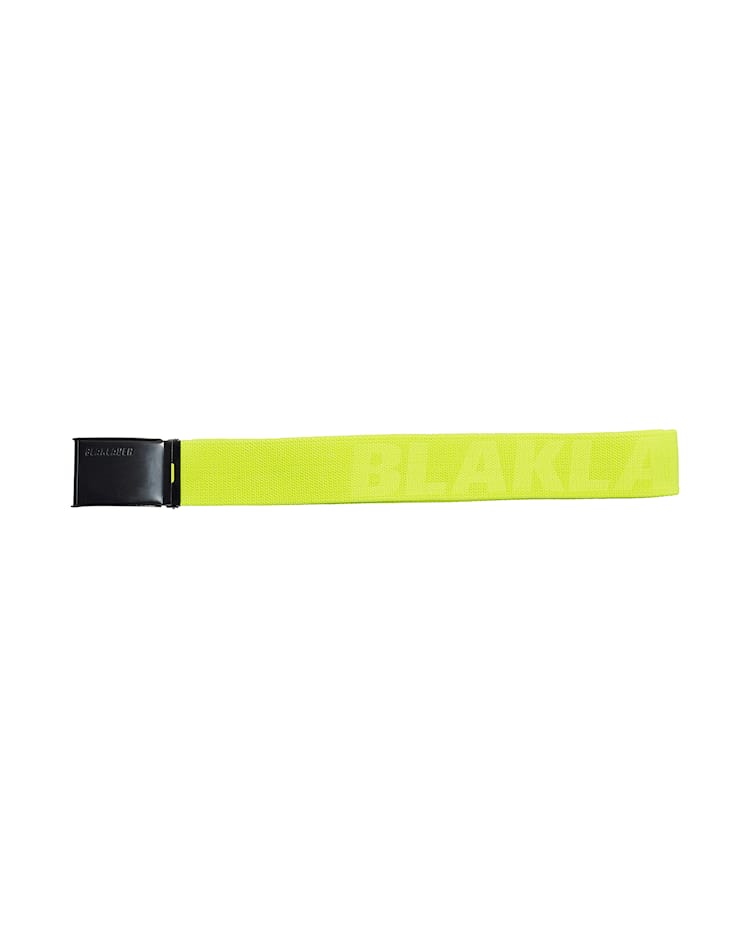 Yellow belt with black buckle on a white background