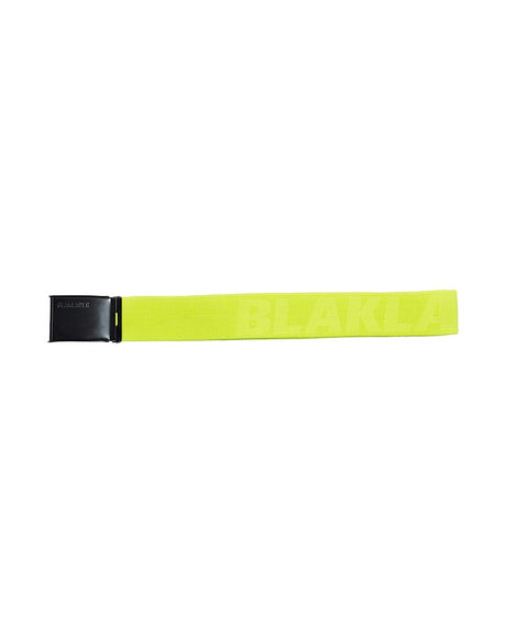 Yellow belt with black buckle on a white background