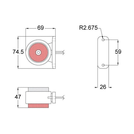 Maypole WAS 10 - 30V Led Red/White Outline Marker Lamp