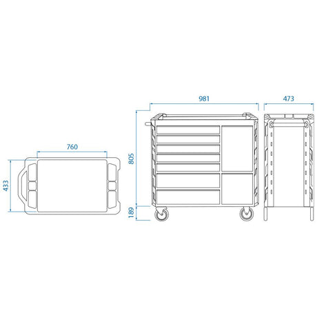 King Tony D8X Squad Model Tool Trolley - 10 Drawers 