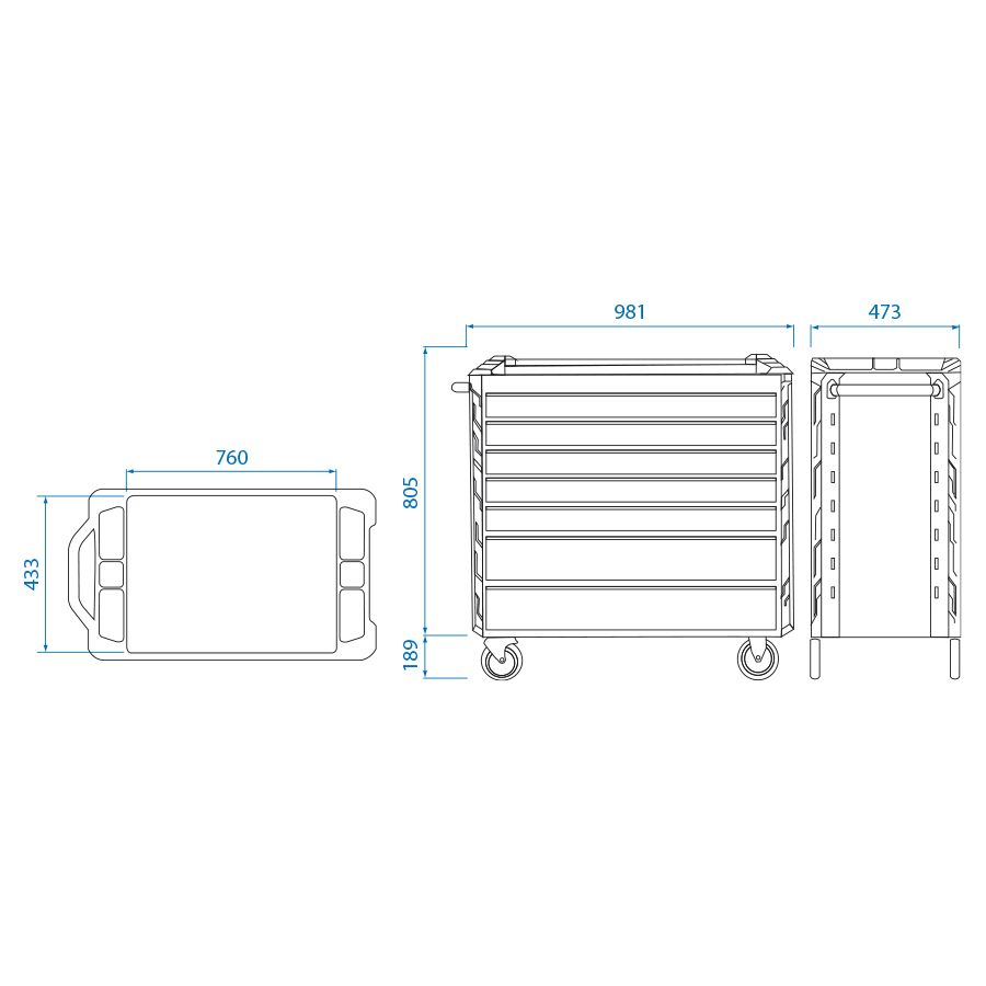 King Tony XL Sqaud Model D+ Tool Trolley - 7 Drawers 
