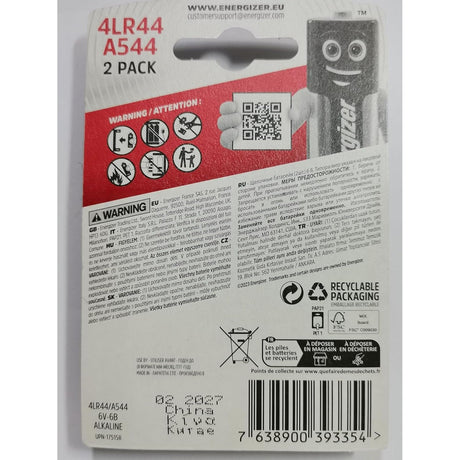 Energizer Batteries 6V Alkaline | Pack of 2