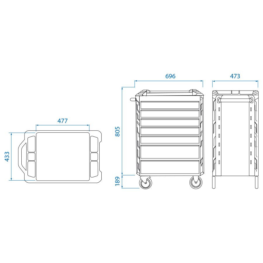 King Tony Sqaud Model d Tool Trolley - 7 Drawers