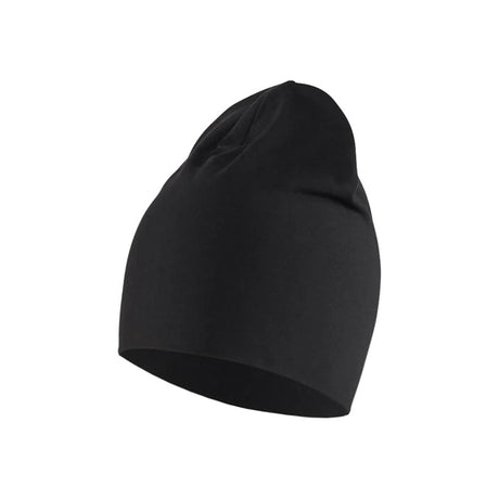 Black beanie hat on a white background