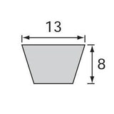 A simple line drawing of a trapezoid with dimension labels showing a top width of 13 and a height of 8, on a white background.Mitsuboshi A-Section Vee Belt