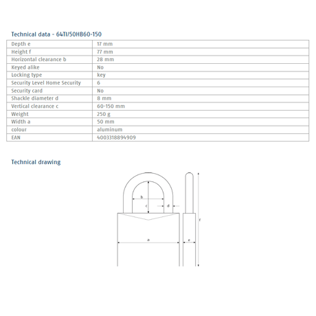 Abus 64TI Titalium Long Shackle Padlock | 50mm