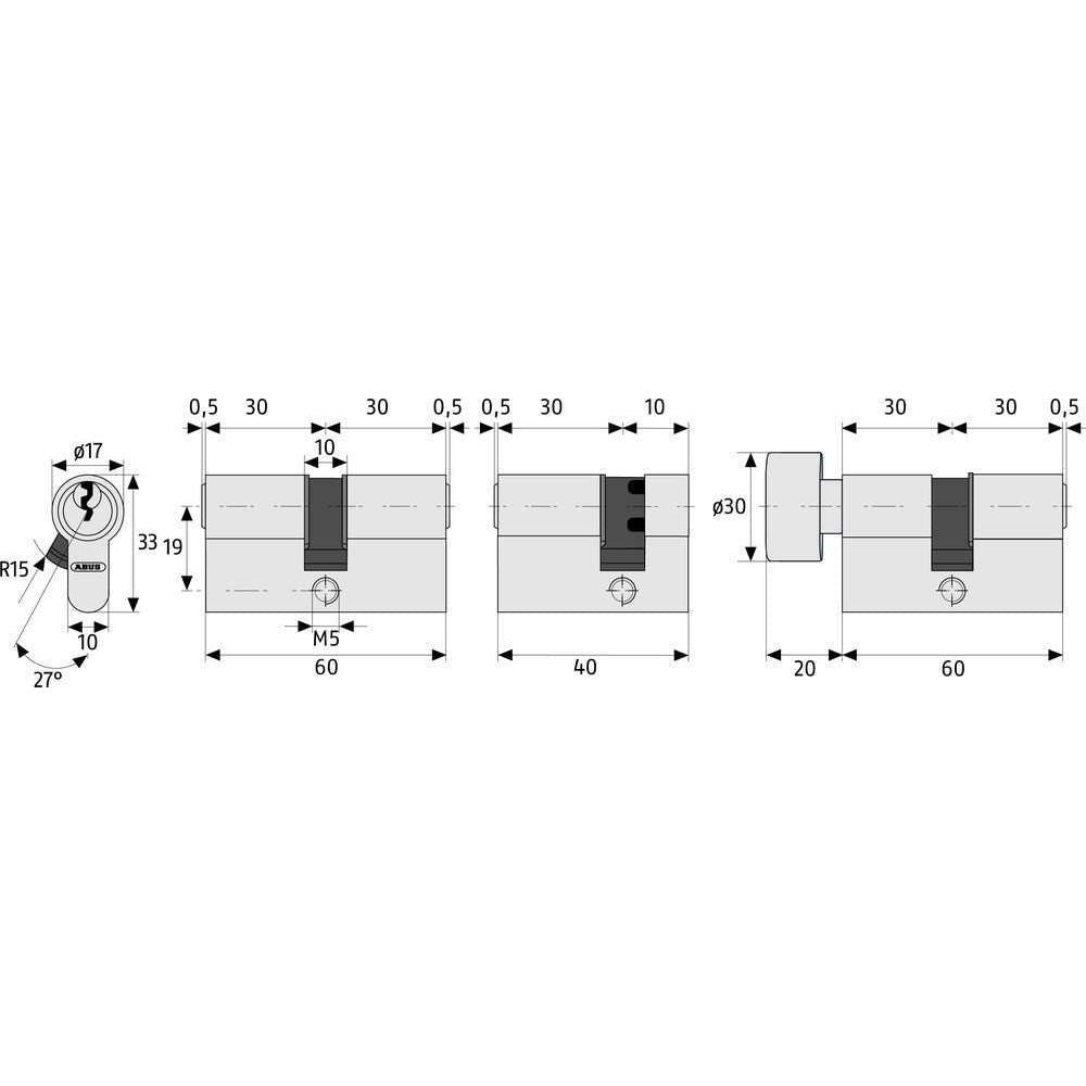 Abus E50N Euro Cylinder Key Lock | 35mm