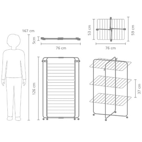Brabanita Hangon Tower Drying Rack - White | 23cm