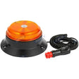 An amber/orange dome-shaped marine signal light with a black mounting base, shown with a coiled black power cord and red plug on a white background.
Ama Magnetic / Bolt-On Beacon – 12V