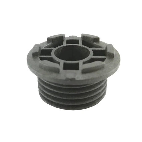 A dark grey plastic threaded fitting or connector with a flanged, ribbed design, shown on a plain white background.
Ama Oil Pump Drive – Oleo-Mac | M16 x 1.5 Fuel Filter