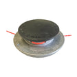 A metal and black plastic string trimmer spool with red line visible on both sides, photographed on a plain white background.
Ama Scorpion Strimmer Head – Universal Fitting | Alloy