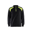 Black sweatshirt with neon green accents on a white background