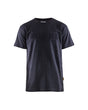 A dark navy blue short-sleeve crewneck t-shirt with 'BLÅLÄDER' printed in a tonal, raised font across the chest, shown against a plain white background.