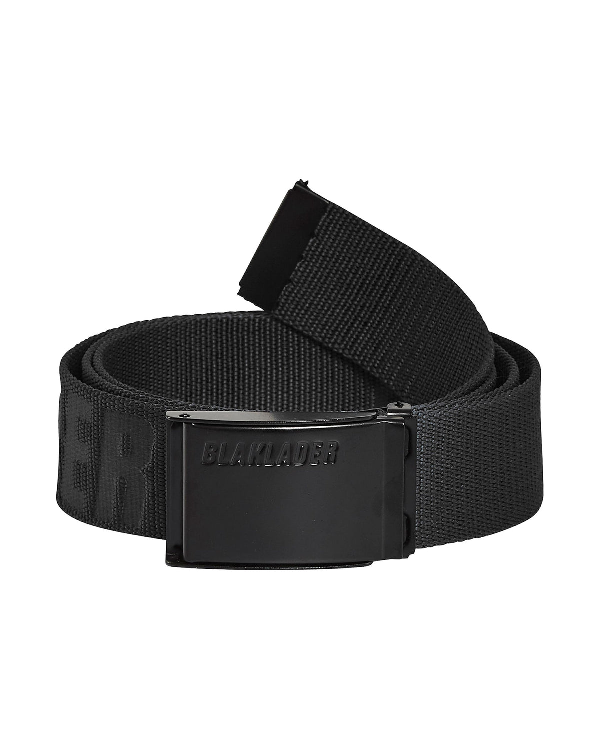 Black belt with a black buckle on a white background