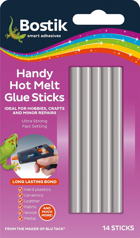 Bostik Hot Melt Glue Stick Permanent Gel Transparent Clear 6mm