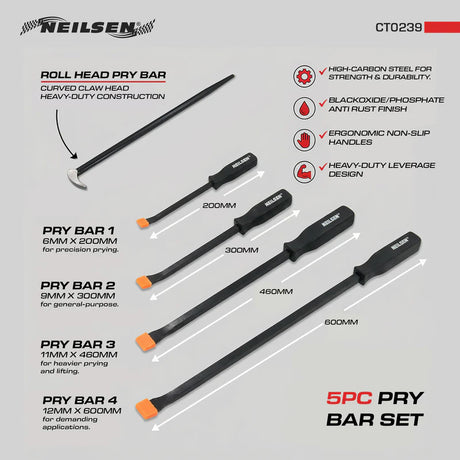 Neilsen CT0239 Pry Bar Set | 5 Piece