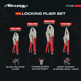 Neilsen CT1438 Locking Plier Set | 4 piece 