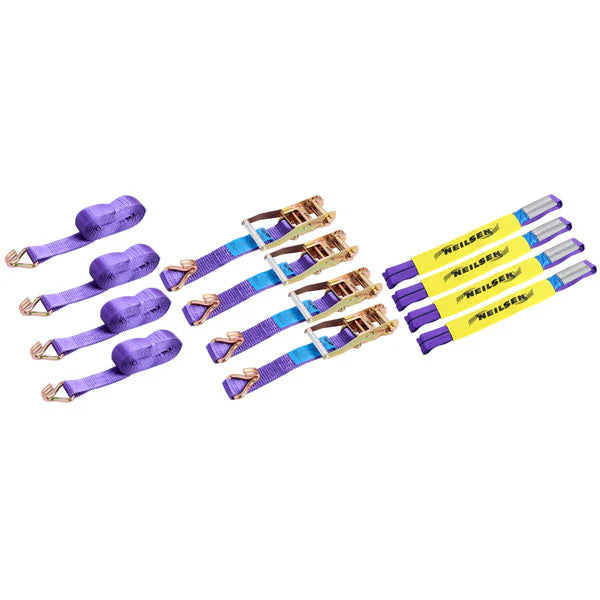 Neilsen CT5365 Ratchet Tie Down & Strap Set - 4M | 4pc