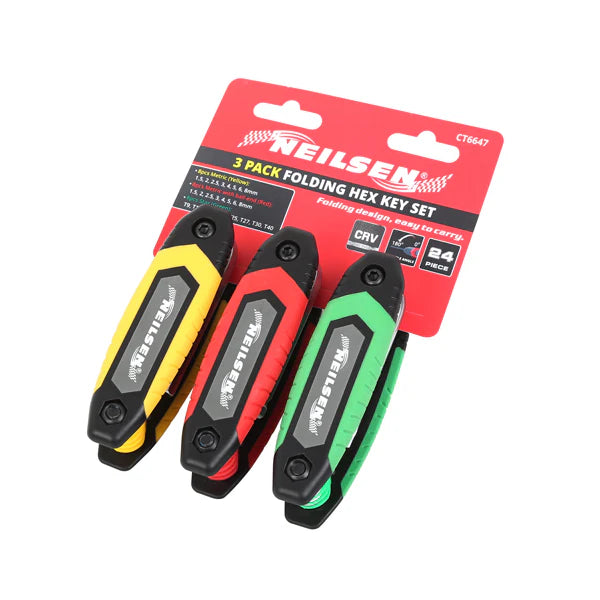 Neilsen CT6647 Folding Hex Key Set - 3 pc